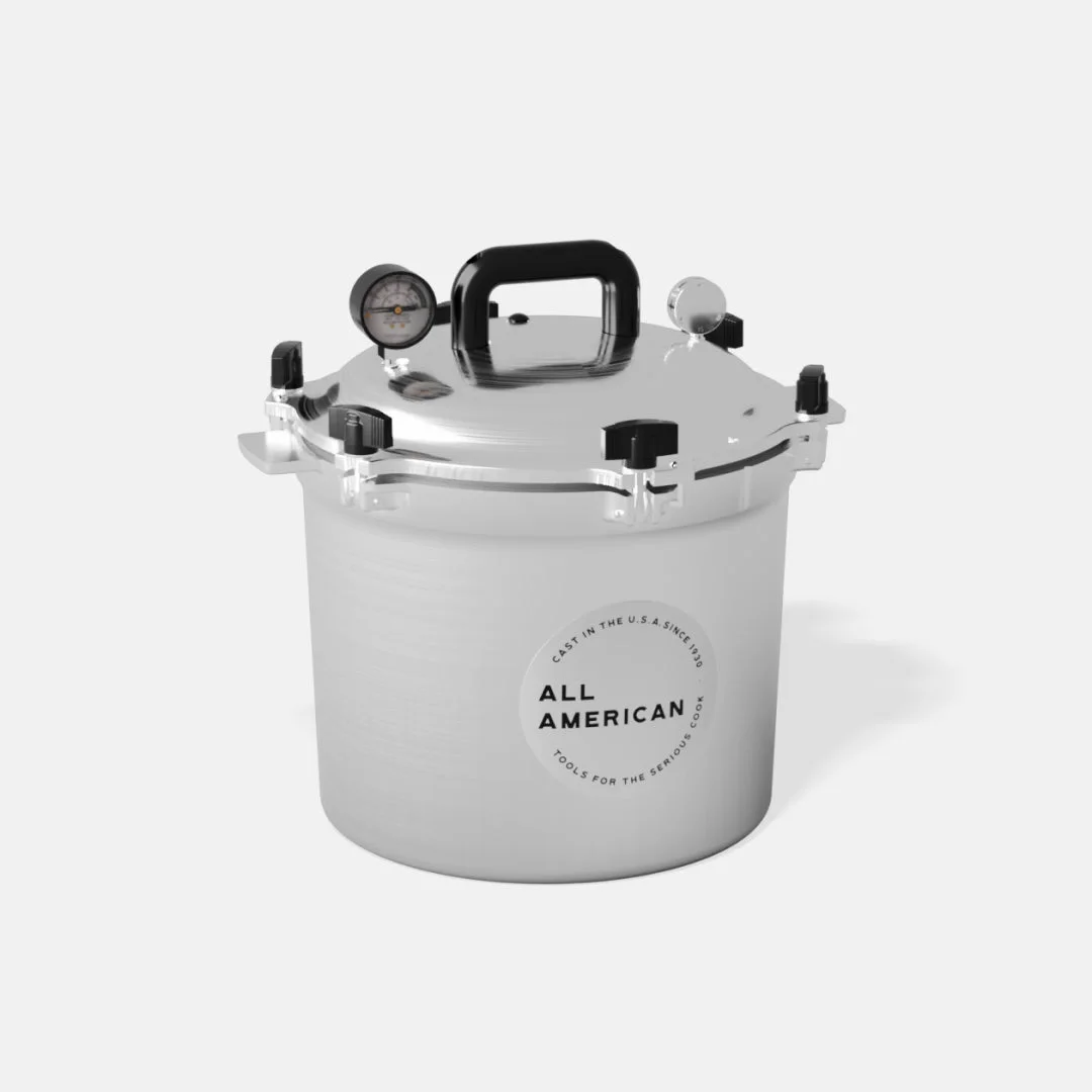 All American 921 heavy cast-aluminum pressure canner with clamped metal-to-metal lid