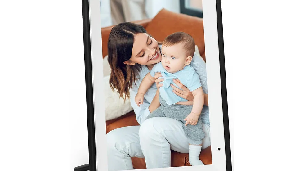 Anna Bella 10.1-inch AiMOR digital frame in portrait orientation