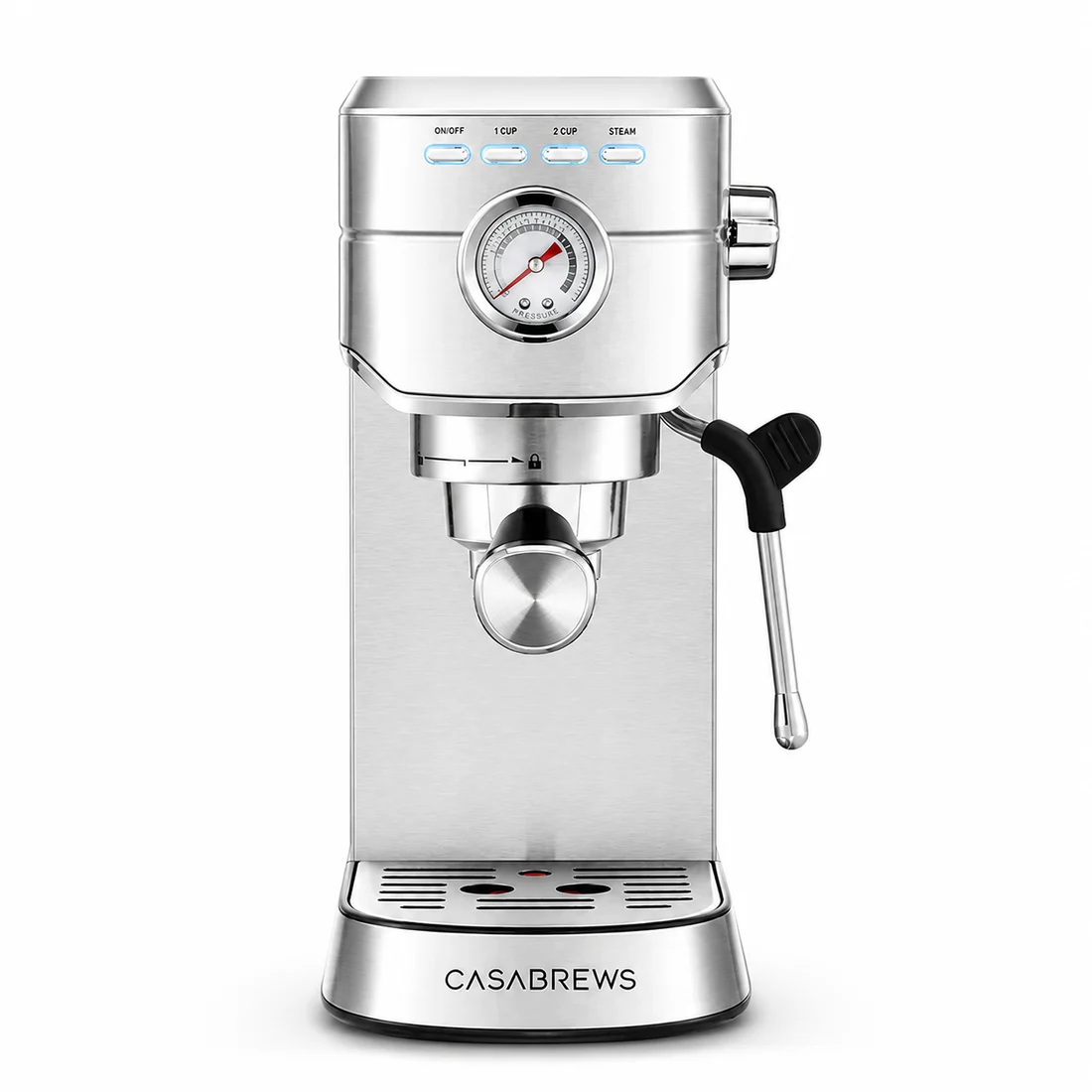 Silver CASABREWS CM5418 with pressure gauge, portafilter and steam wand
