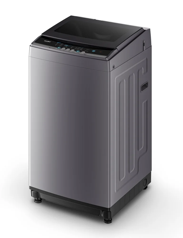 COMFEE CLV16N2AMG gray top-loading portable washer with transparent lid and front control panel