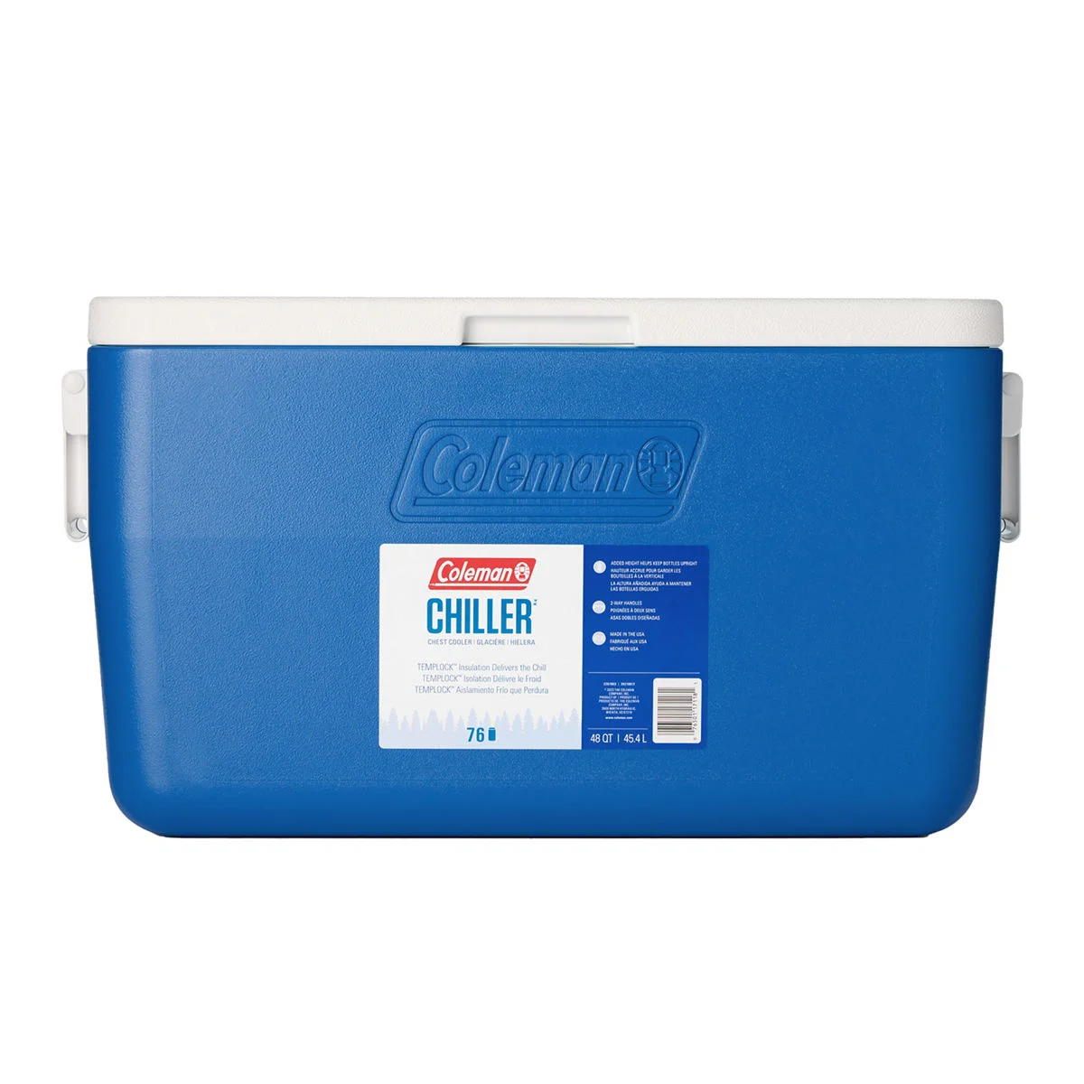 Ocean Blue Coleman Chiller 48-quart hard cooler with white lid