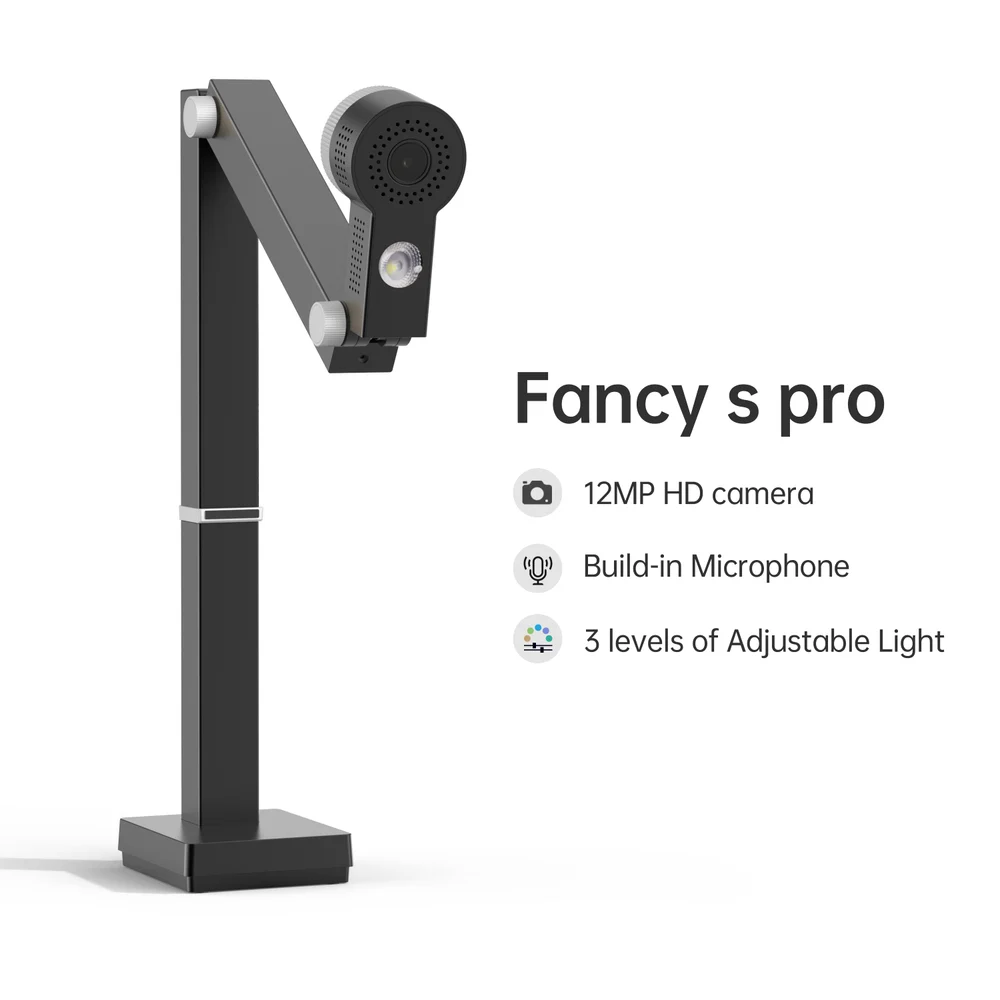 Black CZUR Fancy S Pro with rotating camera head and adjustable upright arm