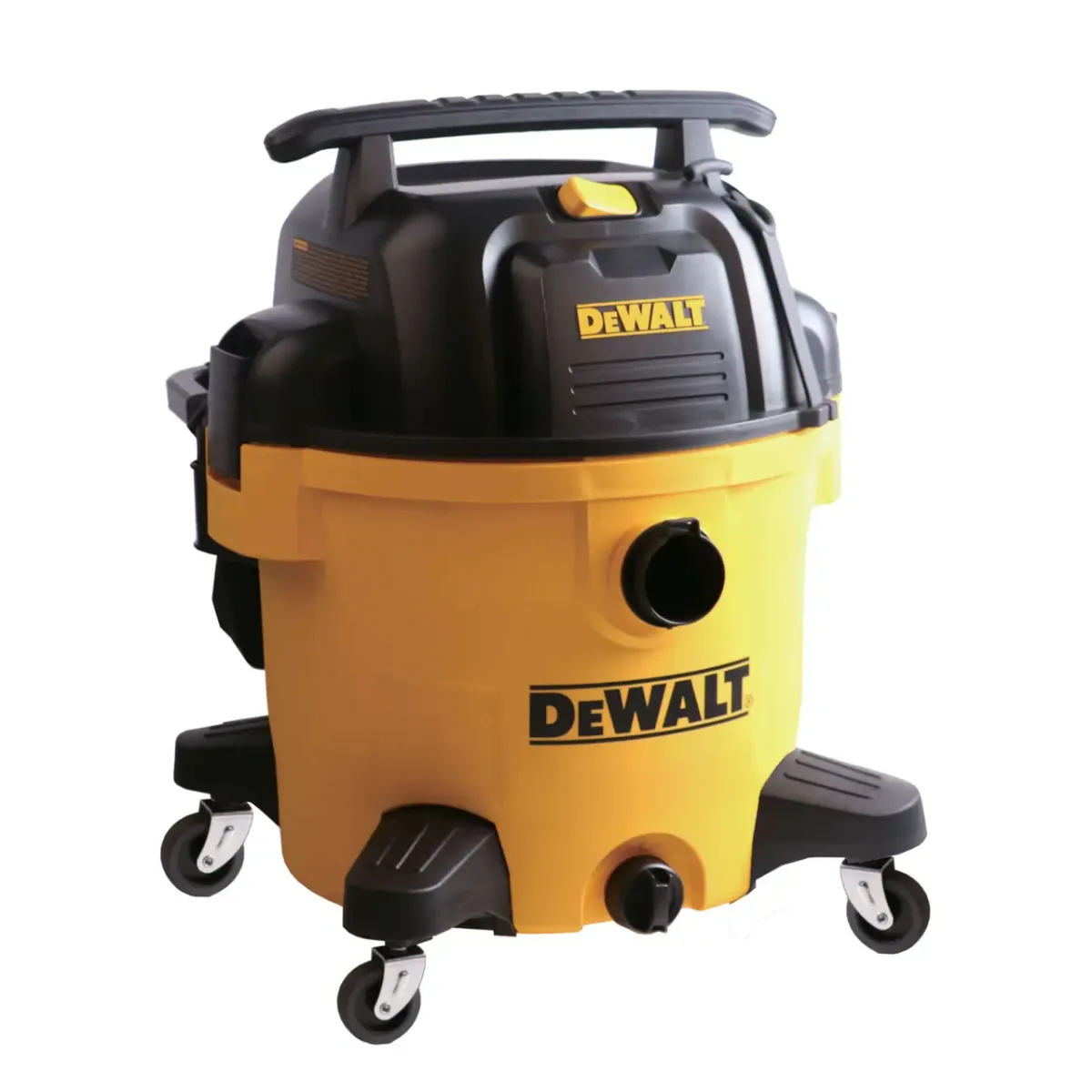 Yellow and black DeWalt DXV10P 10-gallon wet/dry vacuum on casters