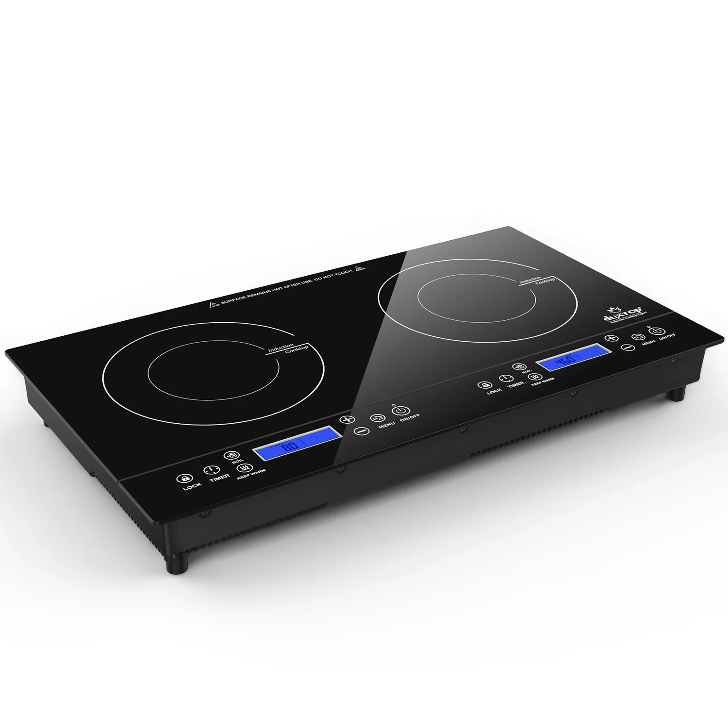Duxtop 9720LCBI two-zone induction cooktop with separate LCDs and touch controls