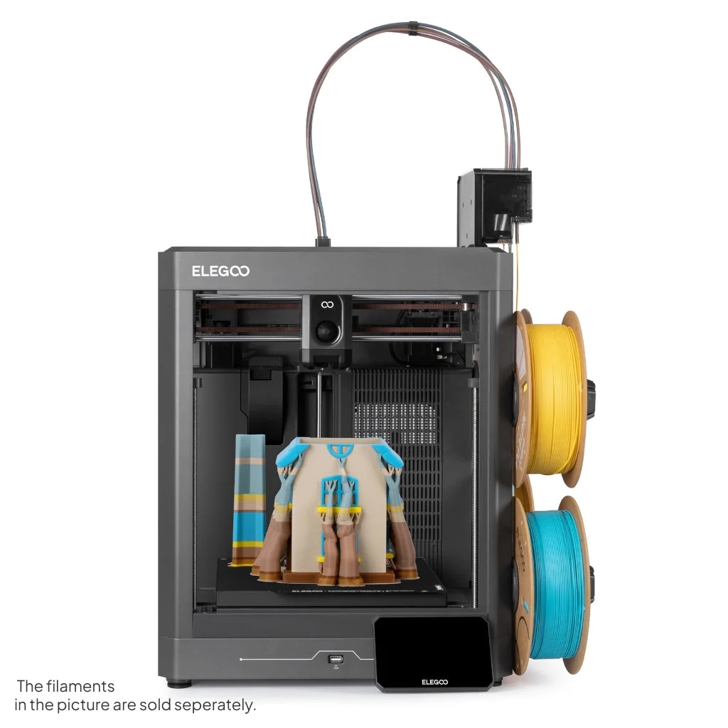 Open-frame ELEGOO Centauri 2 Combo with external spools and overhead filament tubes