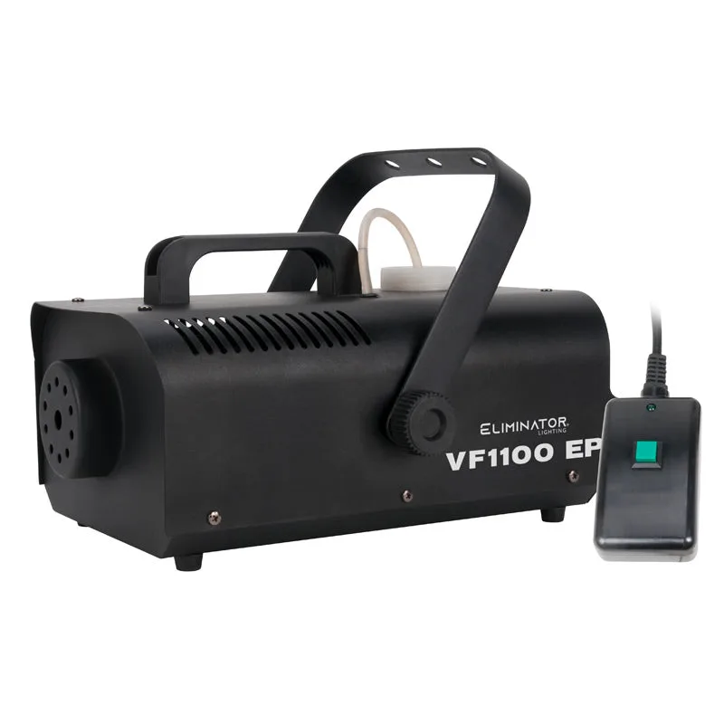 Eliminator Lighting VF1100 EP black fog machine with its wired remote