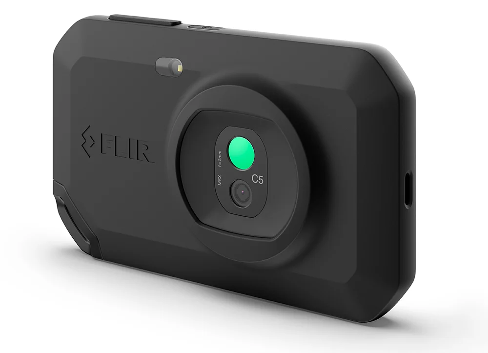 FLIR C5 compact thermal camera showing its infrared and visible-light lenses