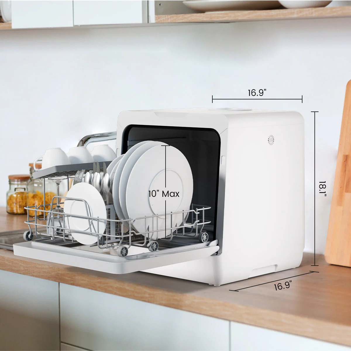 HAVA R09 manufacturer loading photograph showing the extended rack, 10-inch plate annotation and cabinet-height dimensions