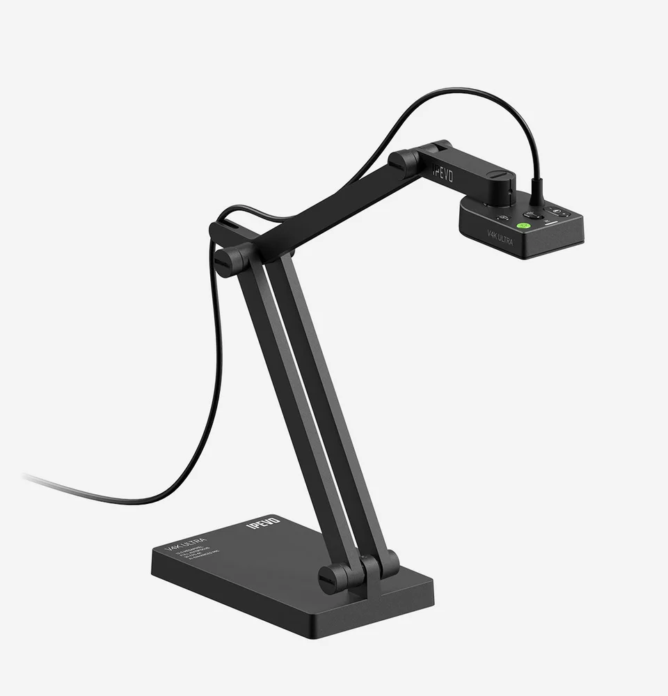 Black IPEVO V4K-13MP ULTRA articulated USB document camera