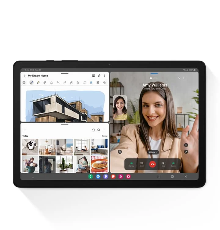 Samsung Galaxy Tab A9+ showing its multi-window display