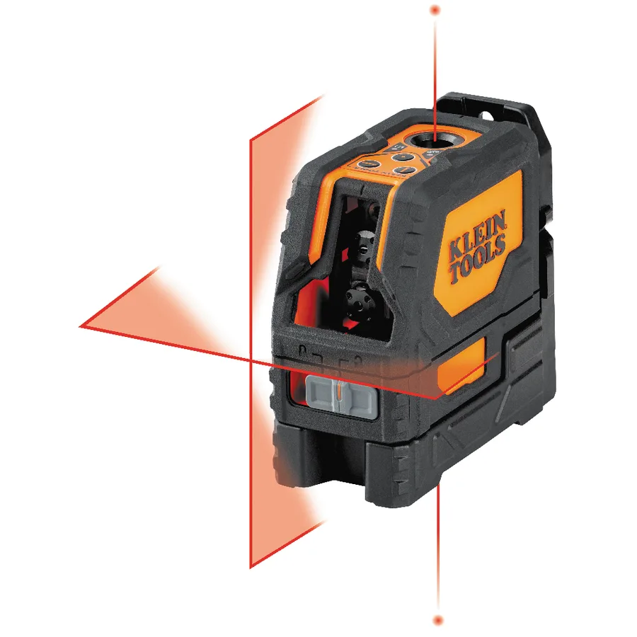 Klein Tools 93LCLS red cross-line laser with illustrated plumb beams
