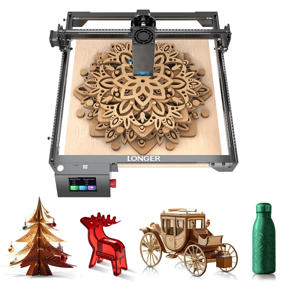 LONGER RAY5 20W open-frame laser engraver with manufacturer example projects