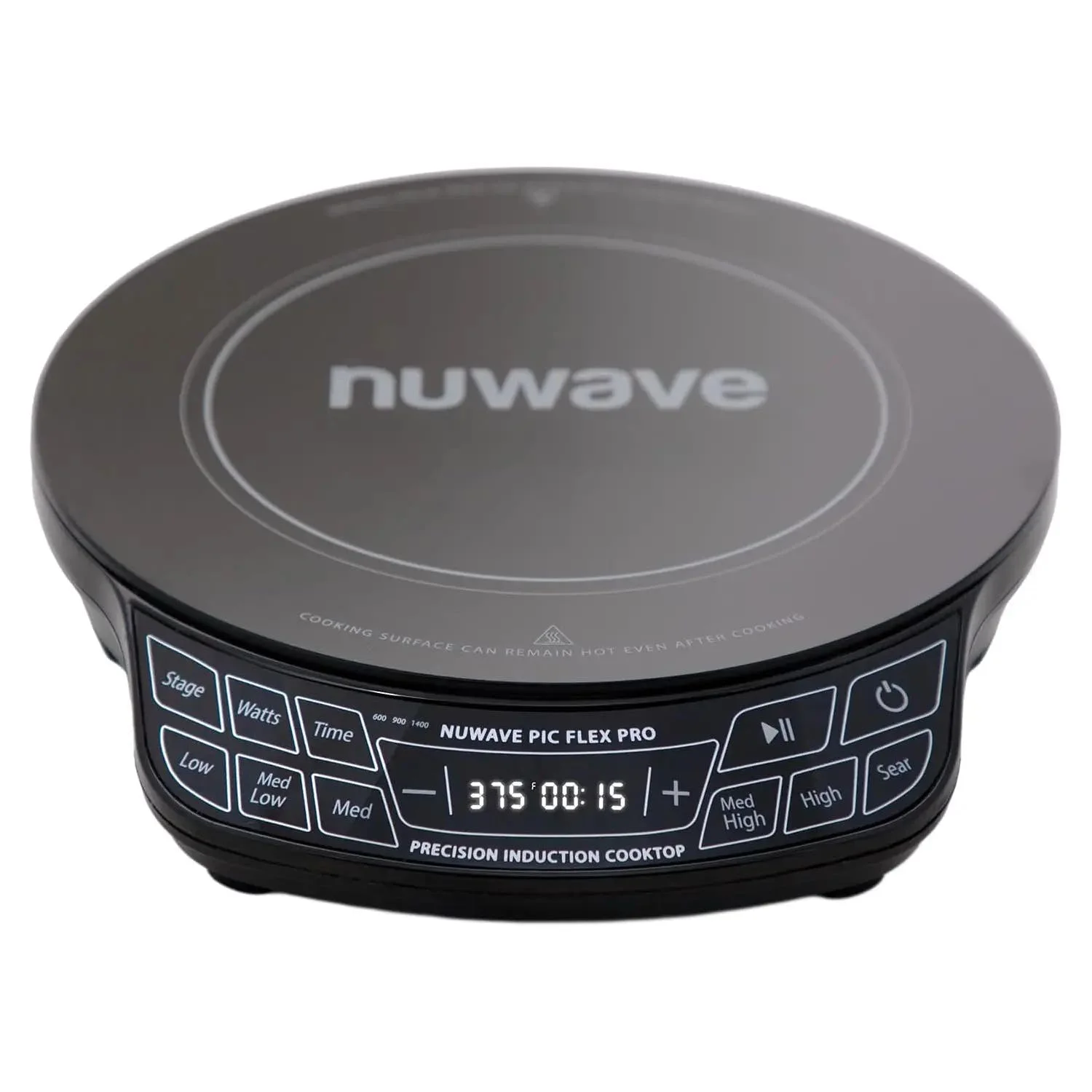Nuwave PIC Flex Pro with Watts, Stage and temperature controls on its curved front panel