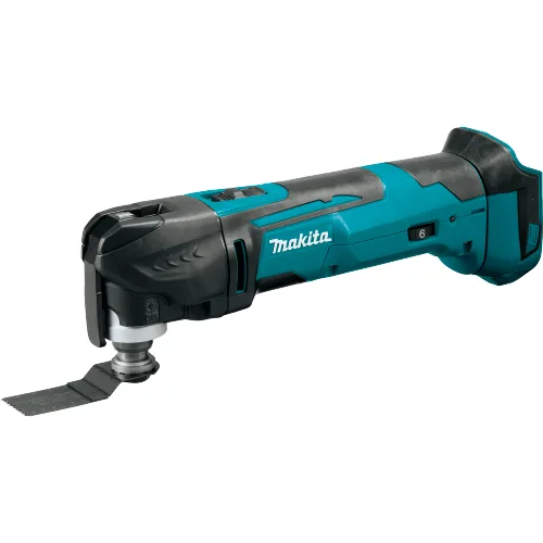 Makita XMT03Z teal cordless oscillating multi-tool with fitted blade