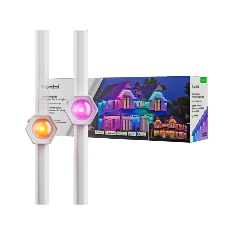 Nanoleaf Matter Permanent Outdoor Lights 98-foot kit with white pucks and retail box