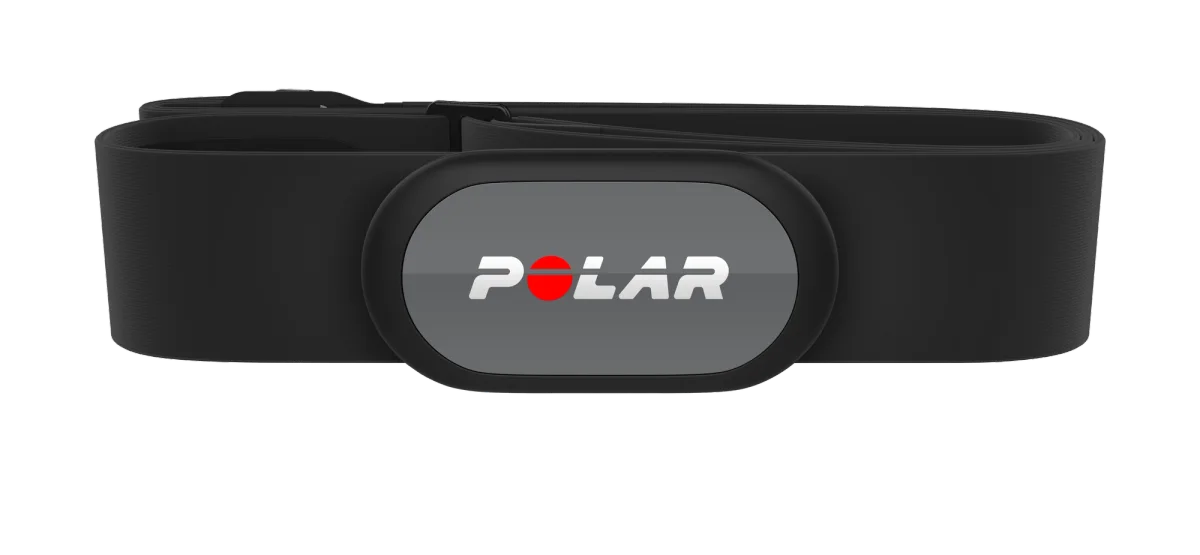 Polar H9 heart-rate sensor attached to its black Soft Strap