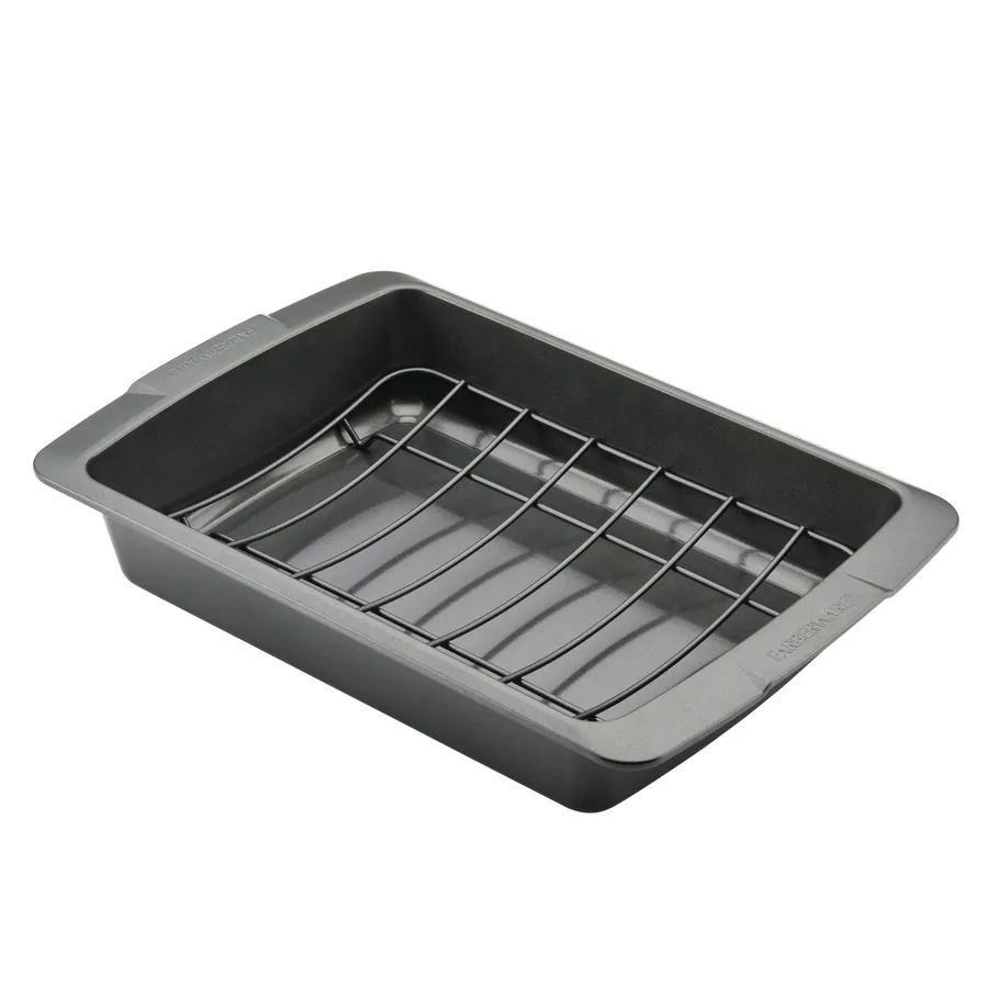 Farberware nonstick roasting pan with removable U-shaped rack