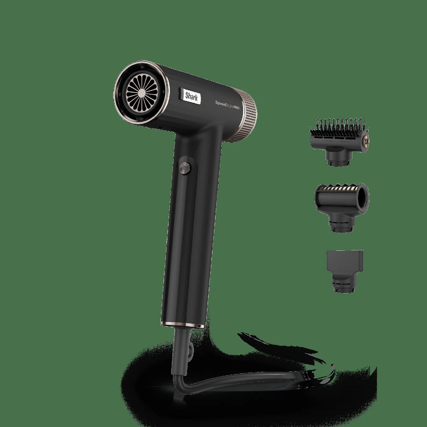 Shark SpeedStyle Pro HD731 hair dryer with its styling attachments