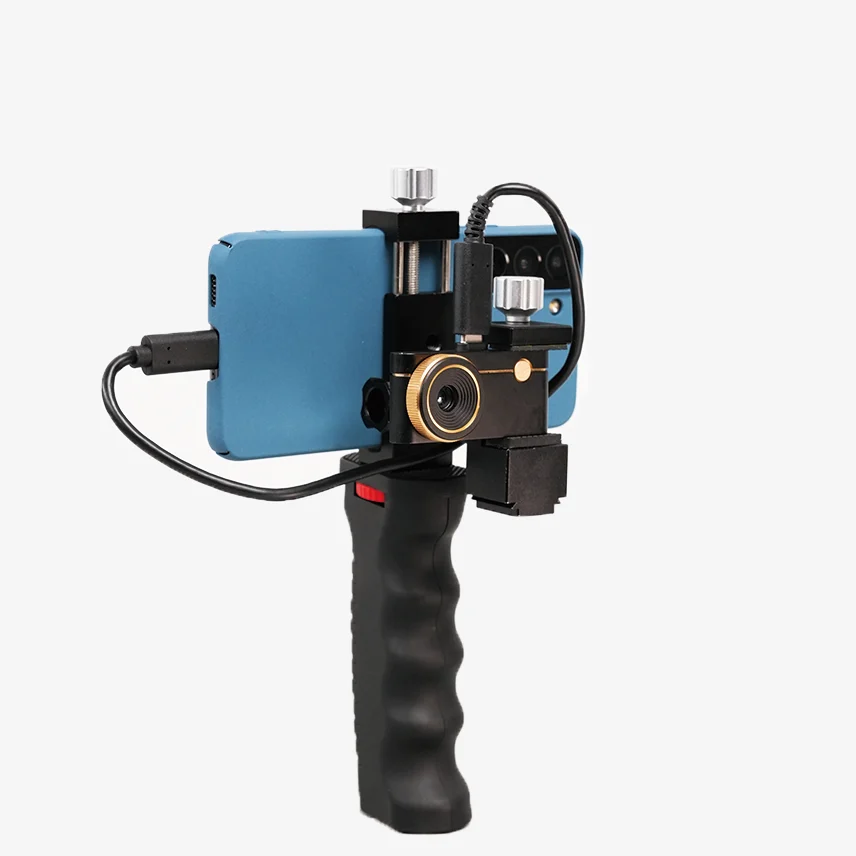 Thermal Master P3 focusable camera shown on an optional phone holder with a phone and extension cable