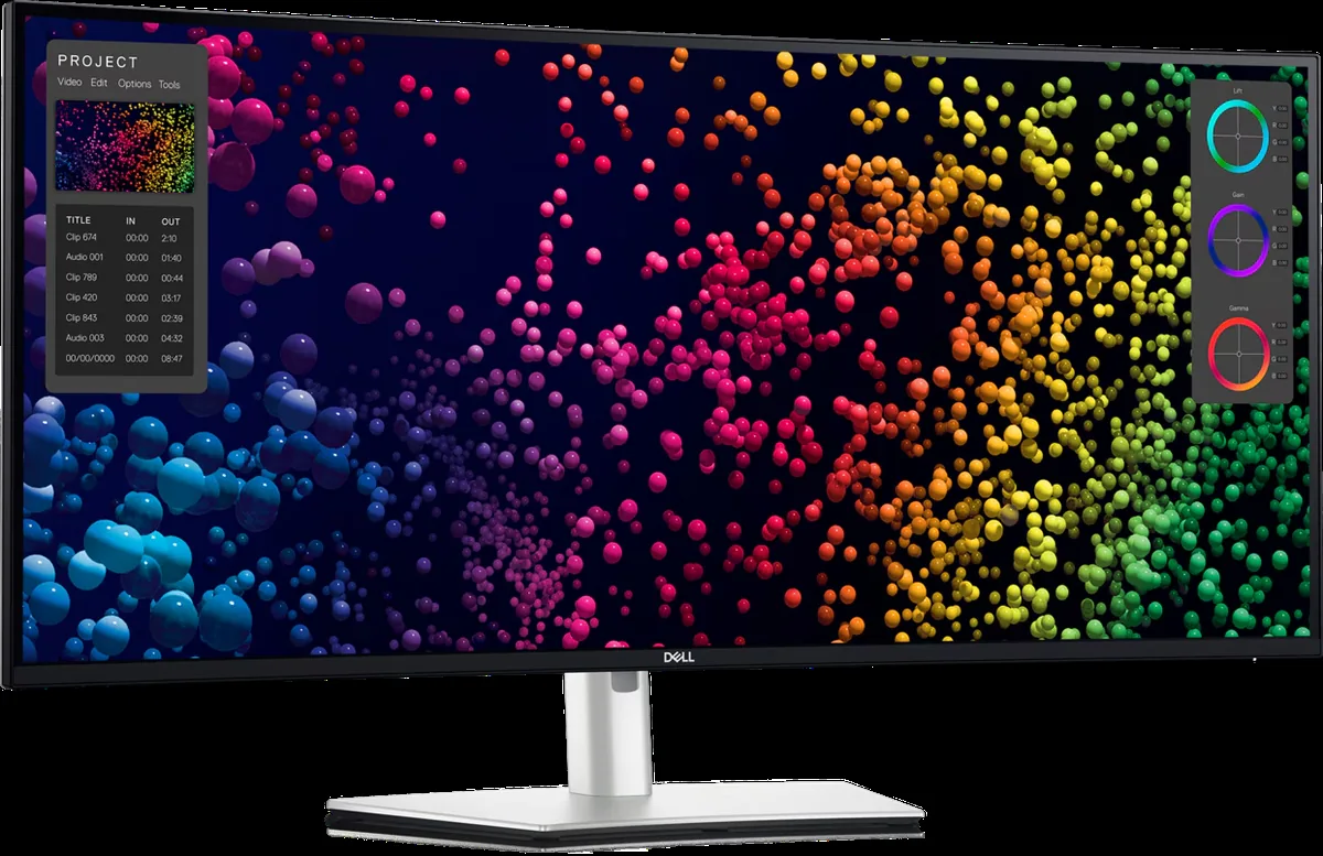 Dell UltraSharp U4025QW 40-inch curved 5K2K monitor on an office desk