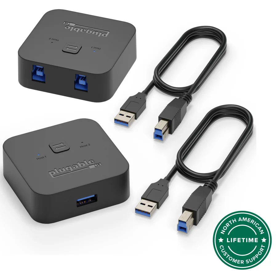 Plugable USB3-SWITCH2 with two USB 3.0 host cables