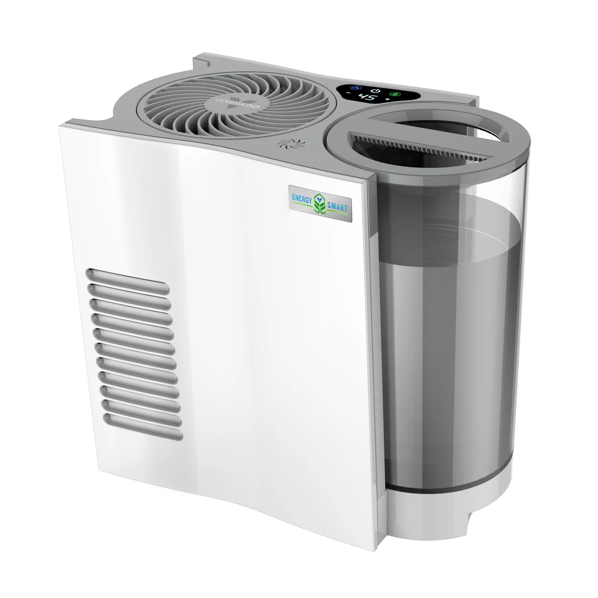 White Vornado EVDC300 evaporative humidifier with clear side tank and digital controls