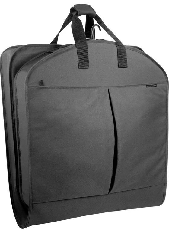Black WallyBags 40-inch Deluxe folded in half with handles together