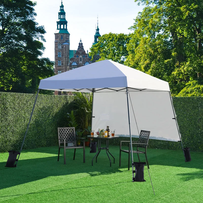 Yaheetech white slant-leg pop-up canopy with sidewall and backpack bag